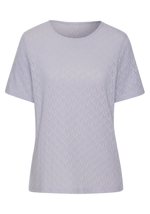 Bild: Kurzarmshirt von Vivance: Strickshirt von Vivance. Schönes Ajourmuster. Kurzarm. Rundhalsausschnitt. Figurumspielende Passform. Hochwertige Baumwollmischung.