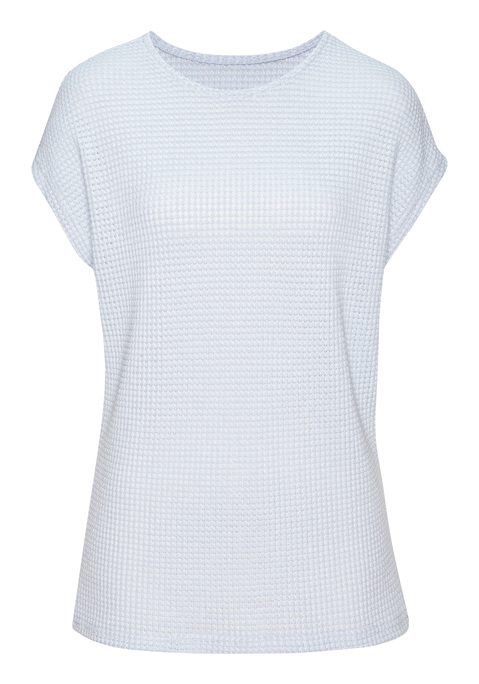 Bild: Kurzarmshirt von Vivance: T-Shirt von Vivance aus Waffelstrick. Rundhalsausschnitt. Locker fallende Passform. Pflegeleichte Qualität mit recyceltem Polyester.
