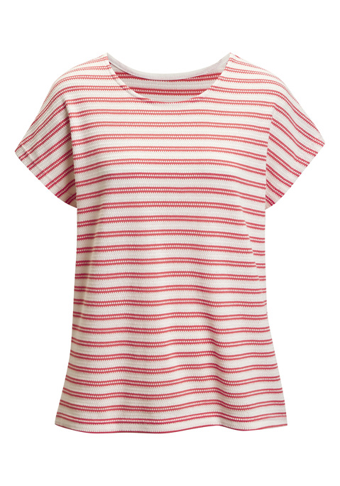 Bild: Kurzarmshirt von Vivance: Strickshirt von Vivance mit hübschem Streifenmuster. Kurzarm mit überschnittenen Schultern. Rundhalsausschnitt. Passt prima zu Outfits mit Jeans. Aus angenehmer Baumwoll-Mischqualität.