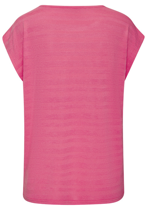 Bild: Kurzarmshirt von Vivance: Modisch gestreiftes T-Shirt von Vivance mit Rundhalsausschnitt. Kurze, überschnittene Ärmel und lockere Passform. Gerader Saumabschluss. Gemütlich für den Freizeit und Urlaub. Aus weicher Strickqualität gefertigt.