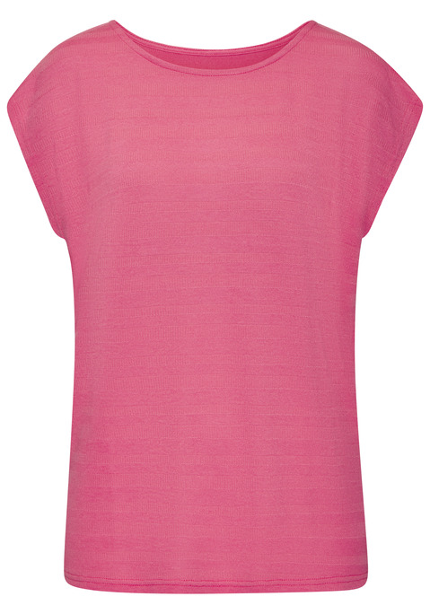 Bild: Kurzarmshirt von Vivance: Modisch gestreiftes T-Shirt von Vivance mit Rundhalsausschnitt. Kurze, überschnittene Ärmel und lockere Passform. Gerader Saumabschluss. Gemütlich für den Freizeit und Urlaub. Aus weicher Strickqualität gefertigt.