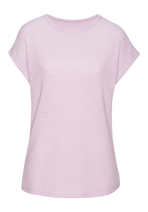 Bild: Kurzarmshirt von Vivance: T-Shirt von Vivance aus Waffelstrick. Rundhalsausschnitt. Locker fallende Passform. Pflegeleichte Qualität mit recyceltem Polyester.