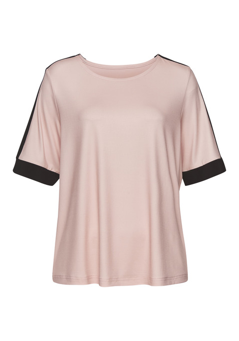 VIVANCE Kurzarmshirt Damen mauve-schwarz Gr.44/46