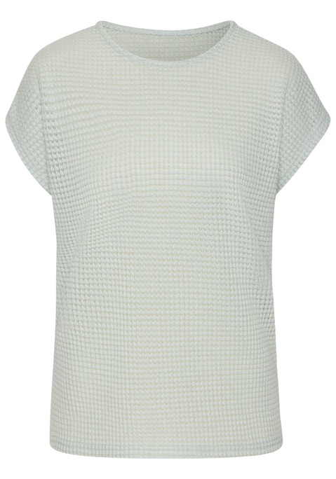 Bild: Kurzarmshirt von Vivance: T-Shirt von Vivance mit Waffelstruktur. Rundhalsausschnitt. Locker fallende Passform. Pflegeleichte Qualität mit recyceltem Polyester.