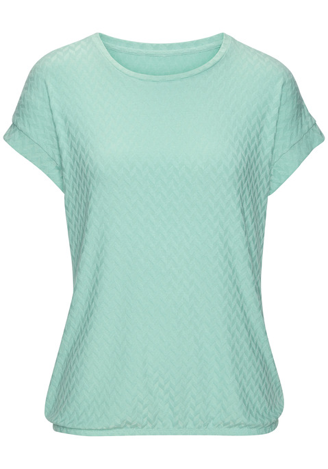 Bild: Kurzarmshirt von Vivance: T-Shirt mit Jacquardmuster von Vivance. Rundhalsausschnitt. Elastischer Bund. Hochwertige Qualität mit Viskose.