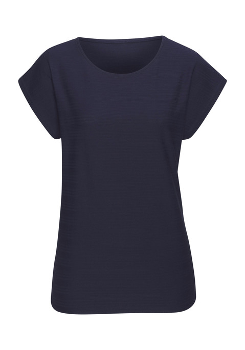 Bild: Kurzarmshirt von Vivance: T-Shirt von Vivance. Dekorative Streifenstruktur. Rundhalsausschnitt. Nahtlos angesetzte, kurze Ärmel. Lässige Passform. Angenehmer Baumwolljersey. Mit dem Kauf des Produktes wird die Initiative »Cotton made in Africa« unterstützt.