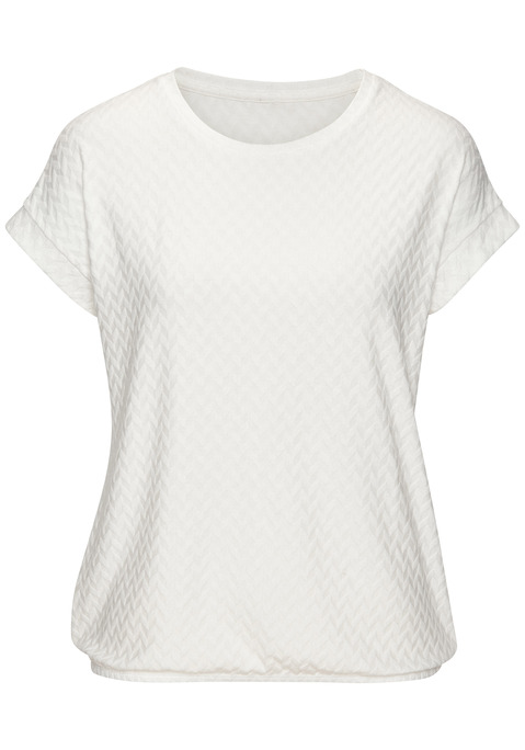 Bild: Kurzarmshirt von Vivance: T-Shirt mit Jacquardmuster von Vivance. Rundhalsausschnitt. Elastischer Bund. Hochwertige Qualität mit Viskose.