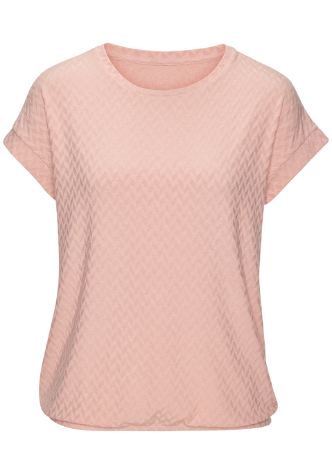 Bild: Kurzarmshirt von Vivance: T-Shirt mit Jacquardmuster von Vivance. Rundhalsausschnitt. Elastischer Bund. Hochwertige Qualität mit Viskose.