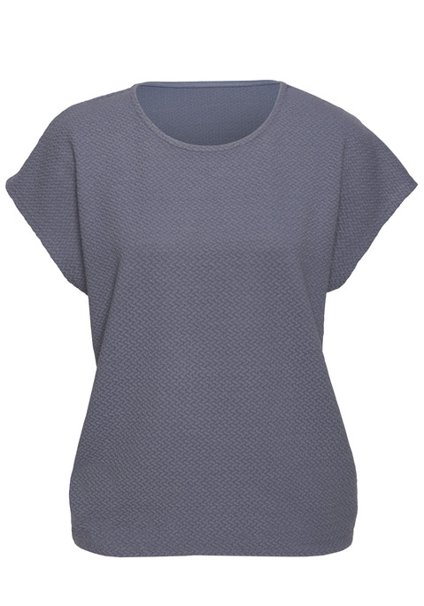 Bild: Kurzarmshirt von Vivance: T-Shirt von Vivance. Zartes Jacquardmuster. Rundhalsausschnitt. Figurumspielende Passform. Pflegeleichtes Material mit Viskose-Anteil.