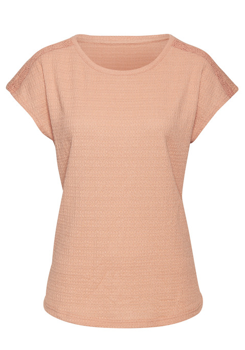 Bild: Kurzarmshirt von Vivance: Unifarbenes T-Shirt von Vivance im 2er-Pack. Mit Rundhalsausschnitt und schmalem Häkeleinsatz an der Schulter. Vielseitiger Kombipartner. Aus strukturierter Crêpeware mit recyceltem Polyester.