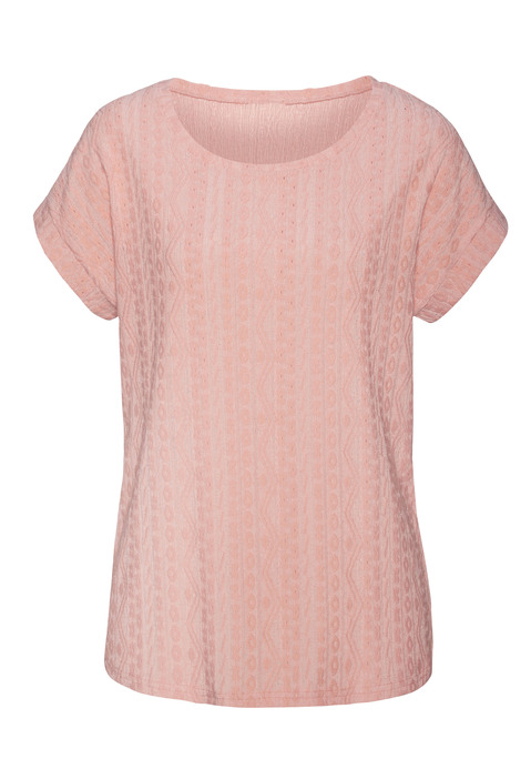 Bild: Kurzarmshirt von Vivance: T-Shirt von Vivance im praktischen Doppelpack. Romantisches Jacquardmuster mit Lochstickerei. Rundhalsausschnitt. Nahtlos angesetzte Ärmel mit Aufschlag. Dezenter Rundsaum. Leicht taillierte Passform. Pflegeleichtes Material.