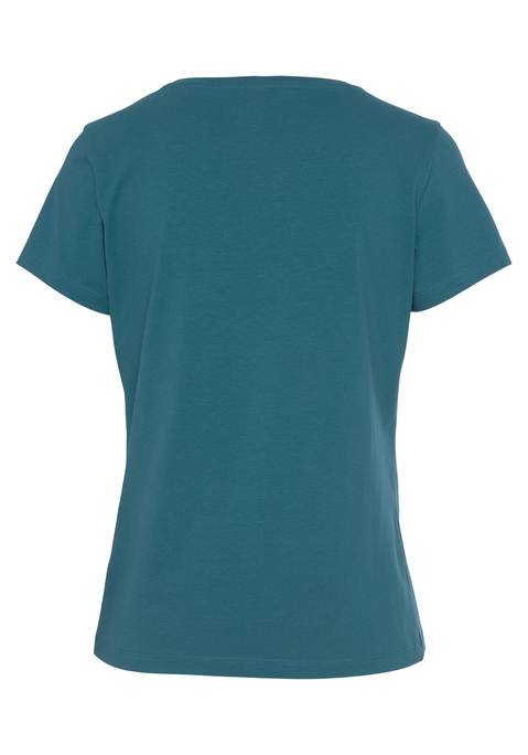 Bild: Kurzarmshirt von Vivance: T-Shirt von Vivance, mit Flockprint. Mit Rundhalsausschnitt und kurzen Ärmeln. Antaillierte Passform. Weicher Baumwollmix.