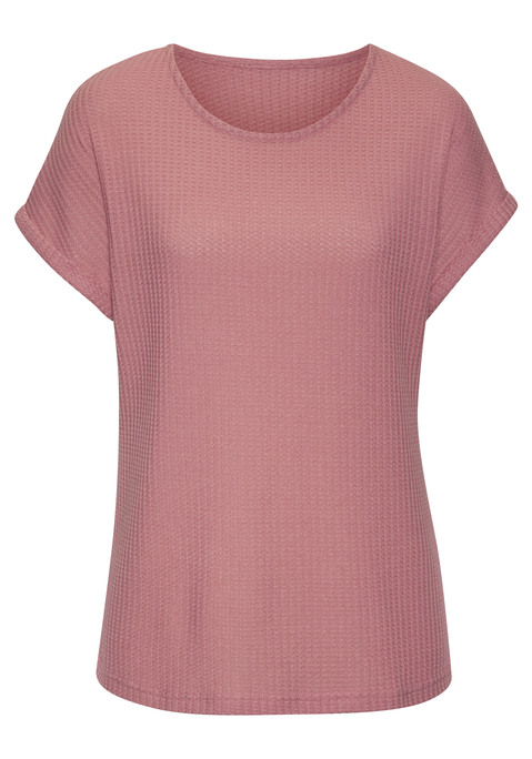 Bild: Kurzarmshirt von Vivance: Vielseitig kombinierbares Basic-T-Shirt von Vivance. Mit fixiertem Ärmelumschlag und Rundhalsausschnitt. Aus weicher Piquéware mit recyceltem Polyester.