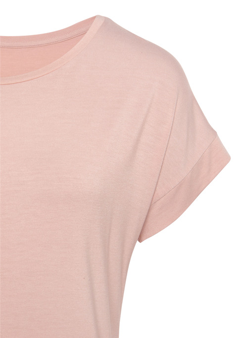 Bild: Kurzarmshirt von Vivance: Vivance T-Shirts im 2er-Pack. Mit breitem Beleg am Ärmelsaum. Gummizug am Bund für eine lässige Passform. Aus weicher Viskose-Elasthan-Qualität.