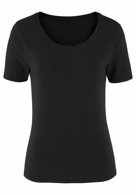 VIVANCE Kurzarmshirt Damen grau-meliert, schwarz Gr.44/46