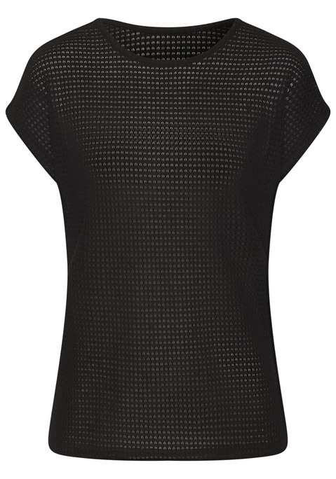 Bild: Kurzarmshirt von Vivance: T-Shirt von Vivance mit Waffelstruktur. Rundhalsausschnitt. Locker fallende Passform. Pflegeleichte Qualität mit recyceltem Polyester.