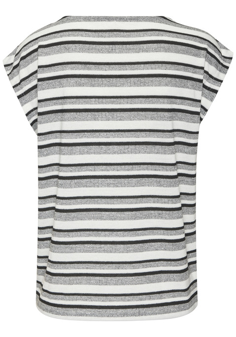 Bild: Kurzarmshirt von Vivance: Modisch gestreiftes T-Shirt von Vivance mit Rundhalsausschnitt. Kurze, überschnittene Ärmel und lockere Passform. Gerader Saumabschluss. Gemütlich für den Freizeit und Urlaub. Aus weicher Strickqualität gefertigt.
