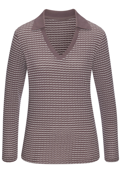 Bild: Langarm-Poloshirt von Vivance: Langarm-Poloshirt aus Strick von Vivance. Klassischer Polokragen. Trageangenehme Baumwollmisch-Qualität.