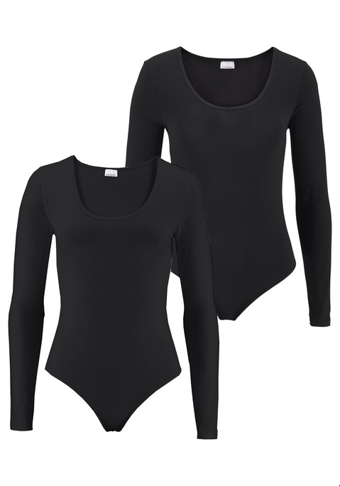 Bild: Langarmbody von Vivance: Vivance Langarm-Body im 2er-Pack. Zeitloses Basic mit Rundhalsausschnitt. Verschluss mit praktischen Häkchen und Ösen im Schritt. Aus weicher Baumwoll-Stretch-Qualität.