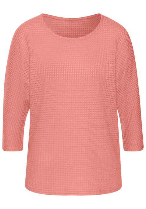 Bild: 3/4-Arm-Shirt von Vivance: Langarmshirt von Vivance mit leicht transparenter Waffelstruktur. Rundhalsausschnitt. Locker fallende Passform. Pflegeleichte Qualität mit recyceltem Polyester.