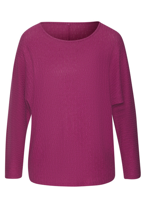 Bild: Langarmshirt von Vivance: Langarmshirt von Vivance aus besonders weichem Strukturstrick. Rundhalsausschnitt. Locker fallende Passform. Pflegeleichte Qualität mit recyceltem Polyester und Viskose.