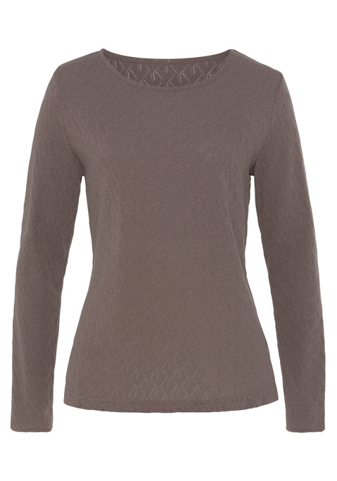 Bild: Langarmshirt von Vivance: Unifarbene Langarmshirts von Vivance im Doppelpack. Mit feinem Ajourmuster. Rundhalsausschnitt. Taillierte Passform. Weiche, leichte Qualität mit recyceltem Polyester.