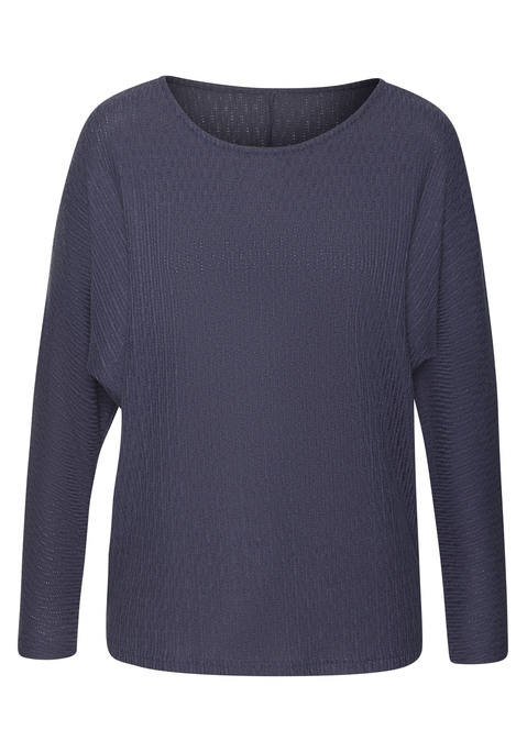 Bild: Langarmshirt von Vivance: Langarmshirt von Vivance aus besonders weichem Strukturstrick. Rundhalsausschnitt. Locker fallende Passform. Pflegeleichte Qualität mit recyceltem Polyester und Viskose.