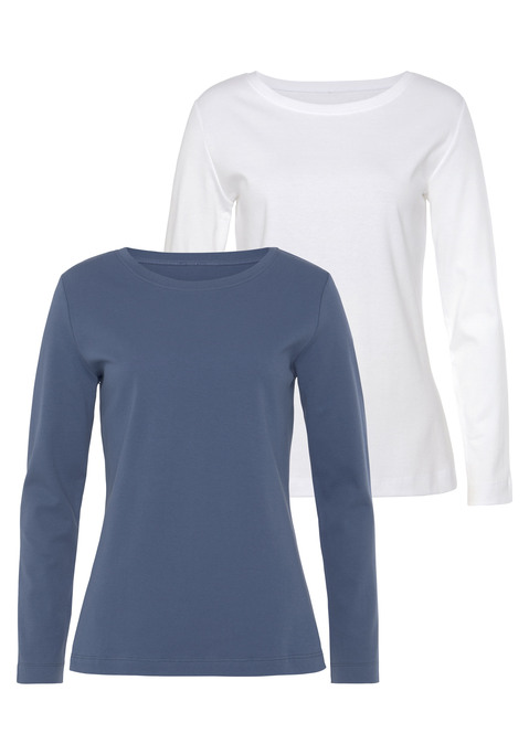 Bild: Langarmshirt von Vivance: Klassisches Basic-Langarmshirt von Vivance im praktischen Doppelpack. Basic-Design mit Rundhalsausschnitt aus leicht wärmender Interlock Qualität