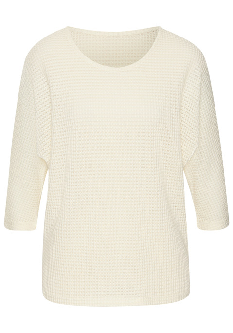 Bild: Langarmshirt von Vivance: Langarmshirt von Vivance mit leicht transparenter Waffelstruktur. Rundhalsausschnitt. Locker fallende Passform. Pflegeleichte Qualität mit recyceltem Polyester.