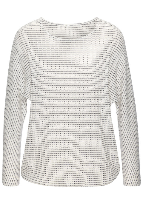 Bild: Langarmshirt von Vivance: Langärmeliges Strickshirt mit Jacquardmuster in Streifenoptik von Lascana. Rundhalsausschnitt. Elastikbund. Trageangenehme Qualität mit Viskose aus verbesserter Rohstoffbeschaffung.