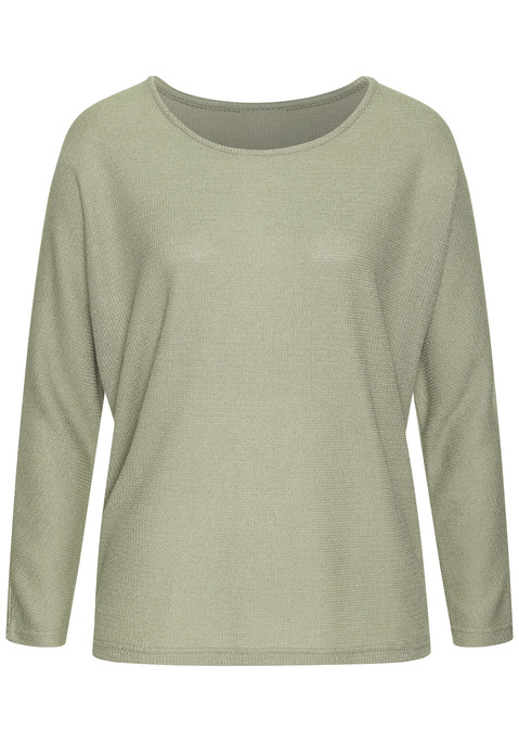 Bild: Langarmshirt von Vivance: Unifarbenes Langarmshirt von Vivance mit Rundhalsausschnitt. Lässige Passform mit überschnoittenen Schultern und leichten Fledermausärmeln. Super zu schmalen Hosen. Aus samtweicher Strickware.