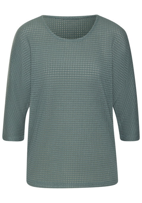 Bild: Langarmshirt von Vivance: Langarmshirt von Vivance mit leicht transparenter Waffelstruktur. Rundhalsausschnitt. Locker fallende Passform. Pflegeleichte Qualität mit recyceltem Polyester.