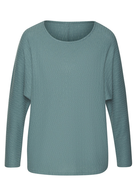 Bild: Langarmshirt von Vivance: Langarmshirt von Vivance aus besonders weichem Strukturstrick. Rundhalsausschnitt. Locker fallende Passform. Pflegeleichte Qualität mit recyceltem Polyester und Viskose.