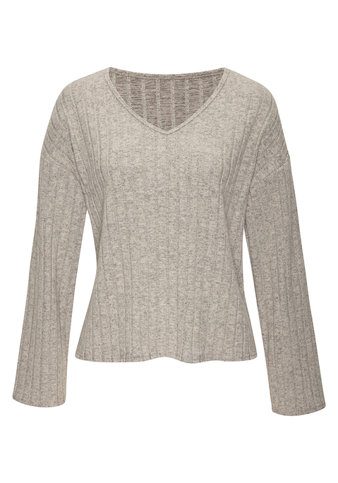 Bild: Langarmshirt von Vivance: Unifarbenes Langarmshirt von Vivance mit V-Kragen. Lässige Oversize-Form. Gerader Saumabschluss. Ideal zu vielen verschiedenen Outfits kombinierbar. Weiche Jerseyqualität mit flauschigem Griff.