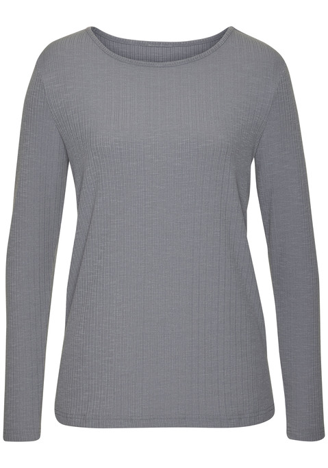 Bild: Langarmshirt von Vivance: Schlichtes Langarmshirt von Vivance. Unifarben mit modischer Rippstruktur und Rundhalsausschnitt. Leger geschnitten. Gut kombinierbar. Weich fließende Qualität mit Viskose.