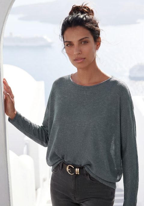 Bild: Langarmshirt von Vivance: Longsleeve von Vivance aus Feinstrick. Rundhalsausschnitt. Breiter Bund am Saum. Bequem und lässig geschnitten. Extraweiche Qualität mit recyceltem Polyester-Anteil.
