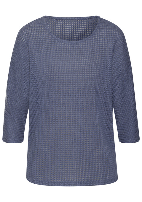 Bild: Langarmshirt von Vivance: Langarmshirt von Vivance mit leicht transparenter Waffelstruktur. Rundhalsausschnitt. Locker fallende Passform. Pflegeleichte Qualität mit recyceltem Polyester.
