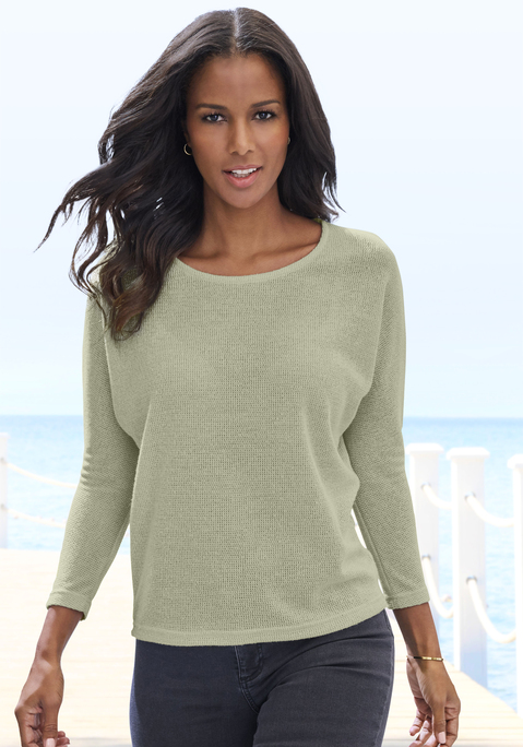 Bild: Langarmshirt von Vivance: Unifarbenes Langarmshirt von Vivance mit Rundhalsausschnitt. Lässige Passform mit überschnoittenen Schultern und leichten Fledermausärmeln. Super zu schmalen Hosen. Aus samtweicher Strickware.