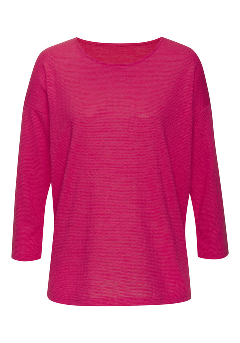 Bild: Langarmshirt von Vivance: Langarmshirt von Vivance. Ärmel in 7/8-Länge. Rundhalsausschnitt. Modisch strukturierte Baumwollqualität.