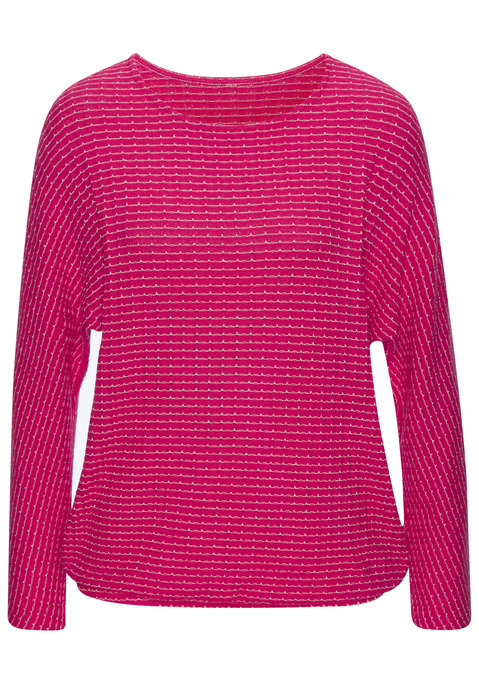 Bild: Langarmshirt von Vivance: Langärmeliges Strickshirt mit Jacquardmuster in Streifenoptik von Lascana. Rundhalsausschnitt. Elastikbund. Trageangenehme Qualität mit Viskose aus verbesserter Rohstoffbeschaffung.