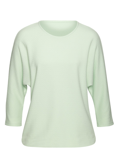 Bild: Langarmshirt von Vivance: T-Shirt von Vivance mit 7/8-Ärmeln. Zartes Jacquardmuster. Rundhalsausschnitt. Gerader Saum. Figurumspielende Passform. Pflegeleichtes Material mit Viskose-Anteil.