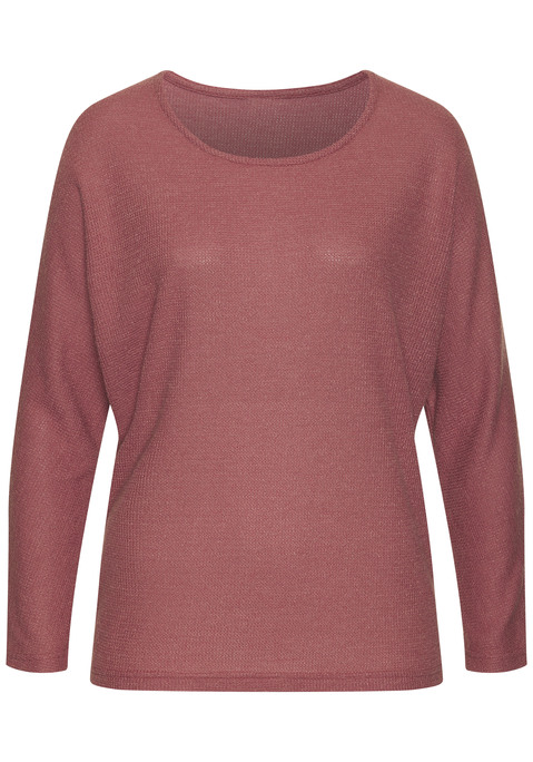 Bild: Langarmshirt von Vivance: Unifarbenes Langarmshirt von Vivance mit Rundhalsausschnitt. Lässige Passform mit überschnoittenen Schultern und leichten Fledermausärmeln. Super zu schmalen Hosen. Aus samtweicher Strickware.