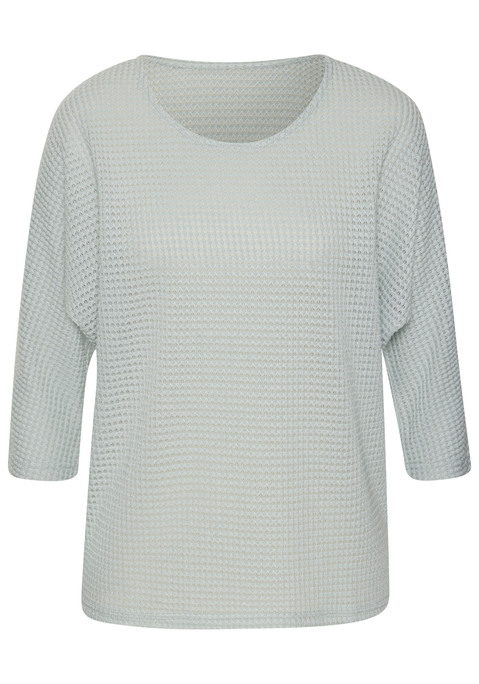 Bild: Langarmshirt von Vivance: Langarmshirt von Vivance mit leicht transparenter Waffelstruktur. Rundhalsausschnitt. Locker fallende Passform. Pflegeleichte Qualität mit recyceltem Polyester.
