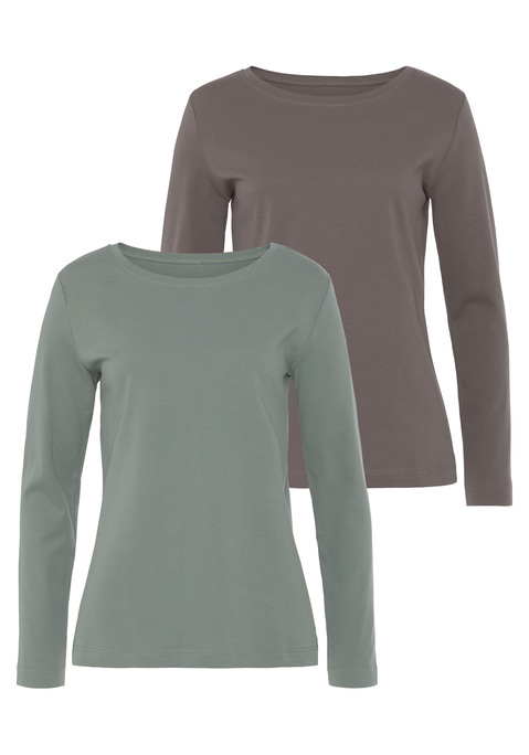 Bild: Langarmshirt von Vivance: Klassisches Basic-Langarmshirt von Vivance im praktischen Doppelpack. Basic-Design mit Rundhalsausschnitt aus leicht wärmender Interlock Qualität