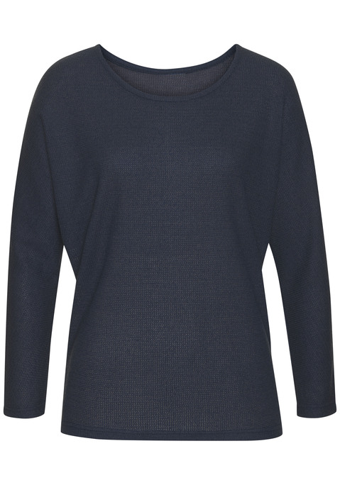 Bild: Langarmshirt von Vivance: Unifarbenes Langarmshirt von Vivance mit Rundhalsausschnitt. Lässige Passform mit überschnoittenen Schultern und leichten Fledermausärmeln. Super zu schmalen Hosen. Aus samtweicher Strickware.