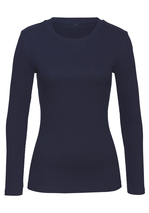 Bild: Langarmshirt von Vivance: Unifarbenes Basic-Langarmshirt von Vivance im 2er-Pack. Rundhalsausschnitt. Figurnahe Passform. Vielseitig zu kombinieren. Aus weicher, elastischer Baumwoll-Rippware.