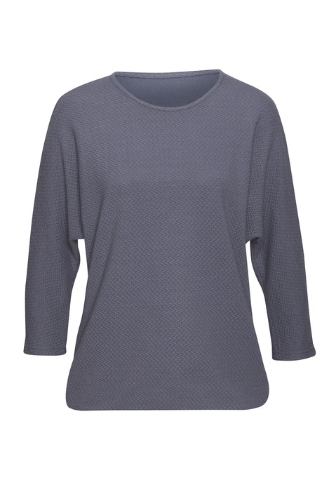 Bild: Langarmshirt von Vivance: T-Shirt von Vivance mit 7/8-Ärmeln. Zartes Jacquardmuster. Rundhalsausschnitt. Gerader Saum. Figurumspielende Passform. Pflegeleichtes Material mit Viskose-Anteil.