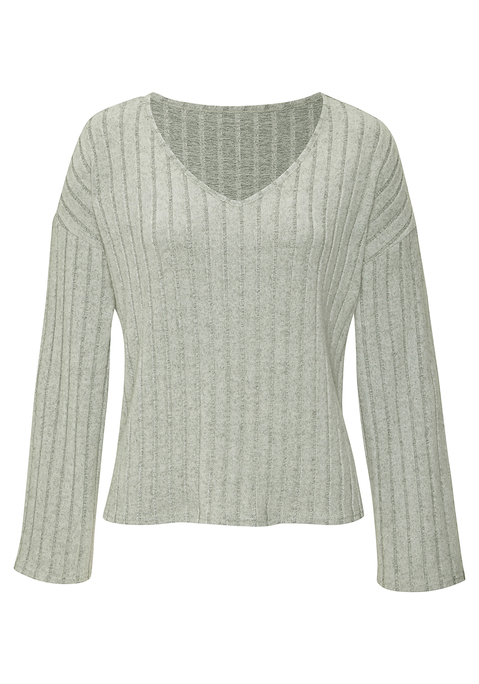 Bild: Langarmshirt von Vivance: Unifarbenes Langarmshirt von Vivance mit V-Kragen. Lässige Oversize-Form. Gerader Saumabschluss. Ideal zu vielen verschiedenen Outfits kombinierbar. Weiche Jerseyqualität mit flauschigem Griff.