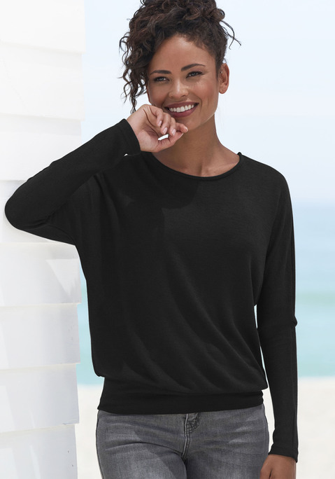 Bild: Langarmshirt von Vivance: Longsleeve von Vivance aus Feinstrick. Rundhalsausschnitt. Breiter Bund am Saum. Bequem und lässig geschnitten. Extraweiche Qualität mit recyceltem Polyester-Anteil.