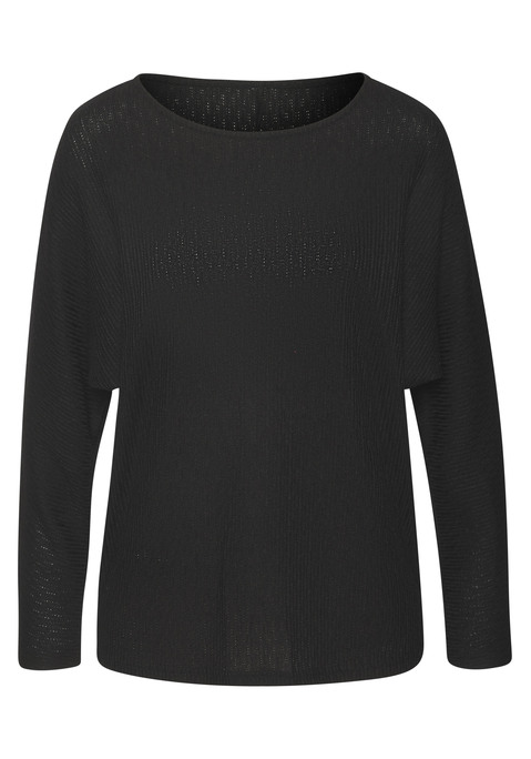 Bild: Langarmshirt von Vivance: Langarmshirt von Vivance aus besonders weichem Strukturstrick. Rundhalsausschnitt. Locker fallende Passform. Pflegeleichte Qualität mit recyceltem Polyester und Viskose.